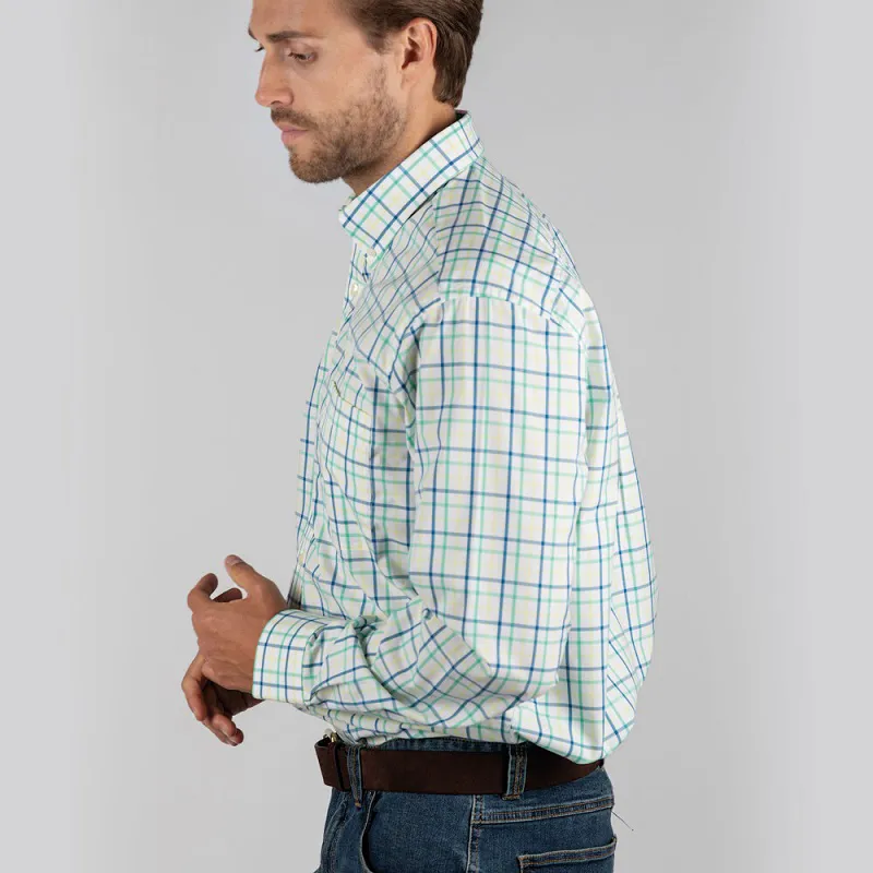 Schoffel Mens Holkham Classic Shirt Mint/Yellow/Mykonos-1